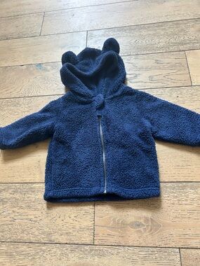 Hanna Andersson Navy Teddy Fleece Hooded Jacket with Ears